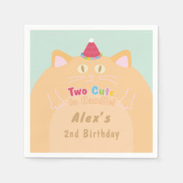 Katt "Two Cute to Handle" 2-årsdag Mintgrön Pappersservett