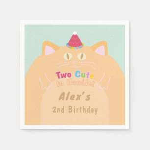 Katt "Two Cute to Handle" 2-årsdag Mintgrön Pappersservett