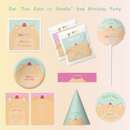 Katt "Two Cute to Handle" 2-årsdag Mintgrön Pappersservett