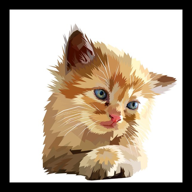 Katt Tygkasse (Digital artwork of a kitten with light orange fur and piercing blue eyes.)