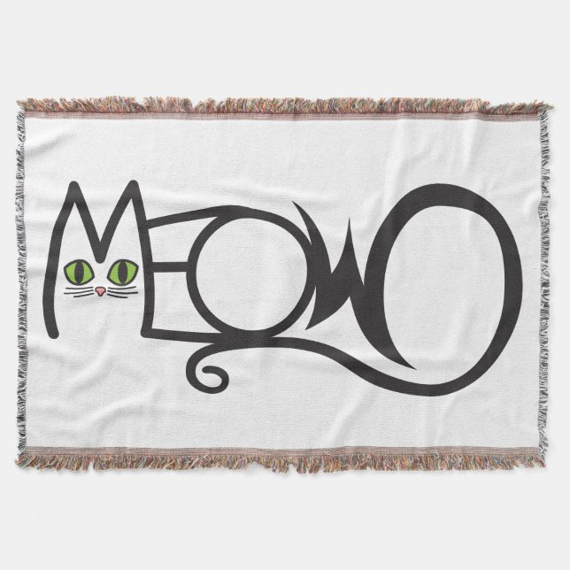 Katt Typografi Meow Filt (Framsidan)