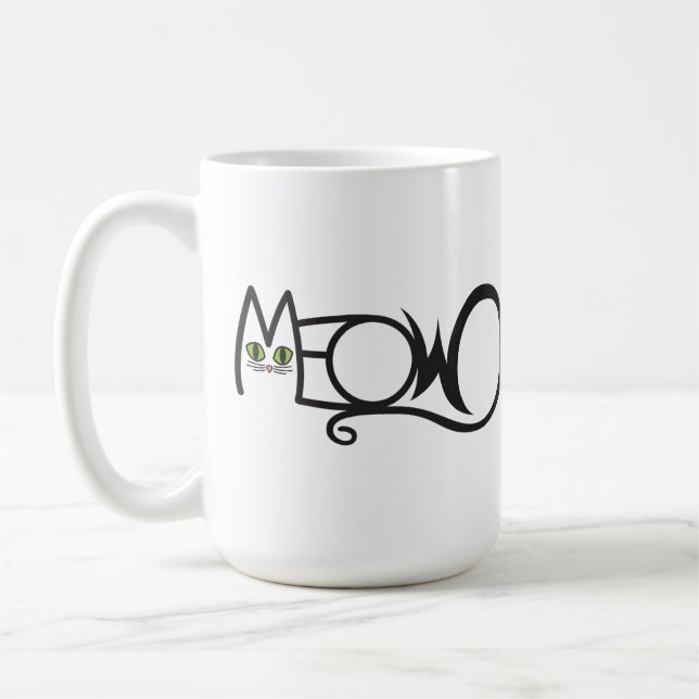 Katt Typografi Meow Kaffemugg (Vänster)