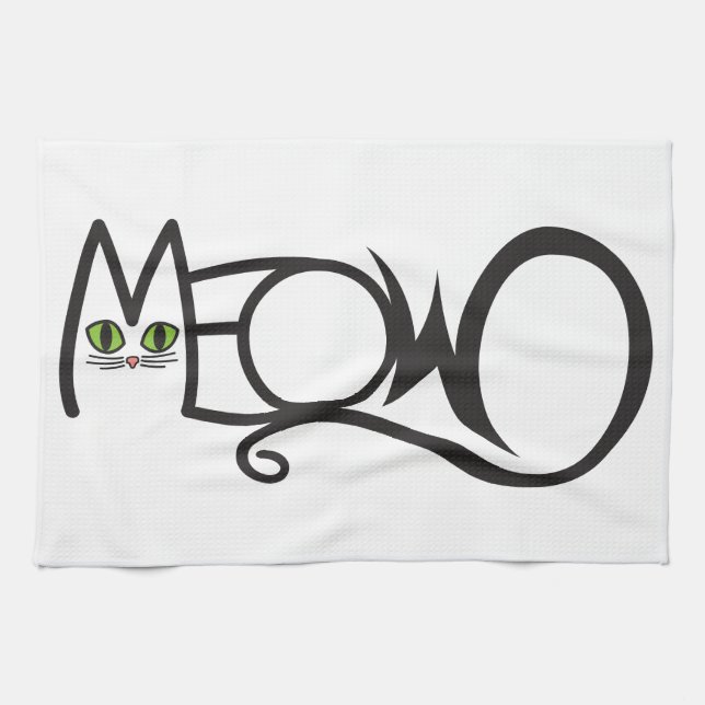 Katt Typografi Meow Kökshandduk (Horisontell)