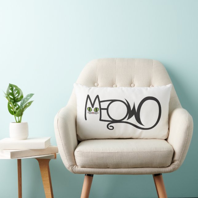 Katt Typografi Meow Lumbarkudde (Stol)