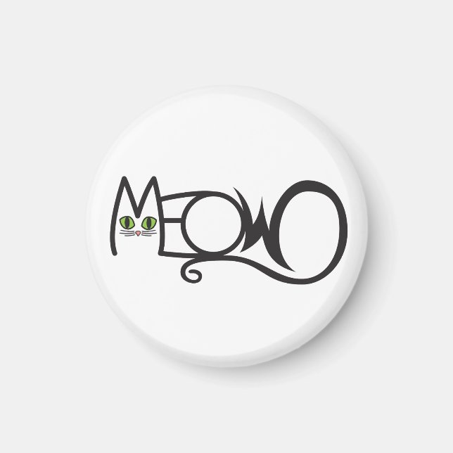 Katt Typografi Meow Magnet (Framsidan)