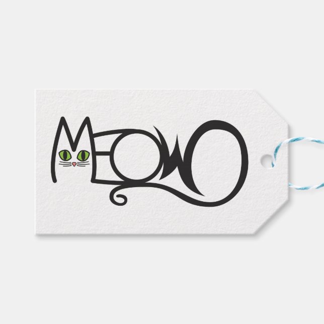 Katt Typografi Meow Presentetikett (Framsidan (Horisontell))