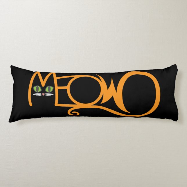 Katt Typografi ORANGE Kroppskudde (Framsidan)