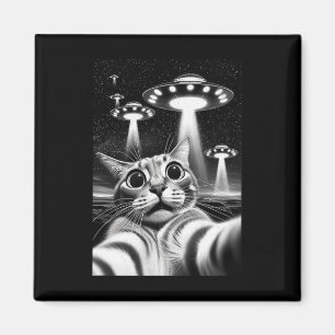 Katt Ufo Rolig Invasion Meme Retro Alien Katt Ufo  Magnet