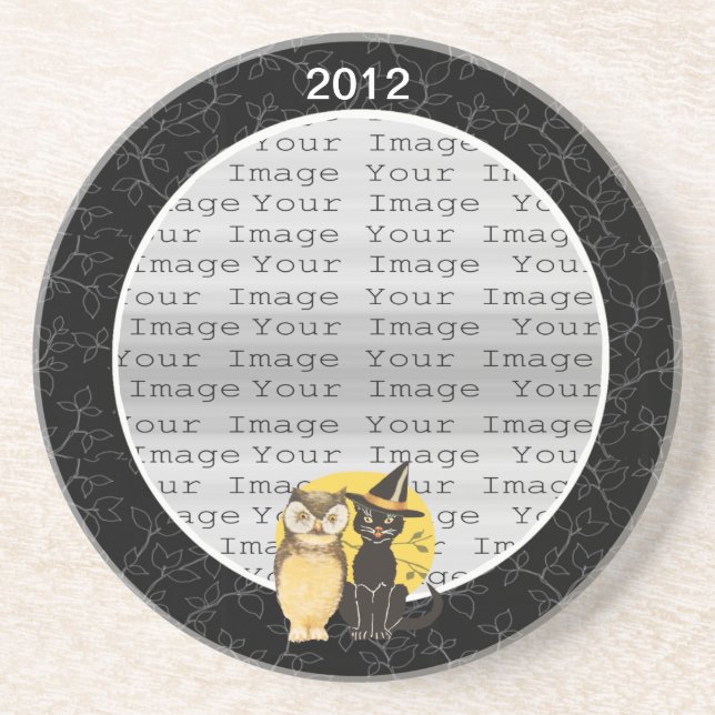 Katt & Uggla Halloween Bröllop Underlägg Sandsten (Framsidan)