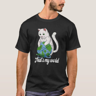 Katt Ullboll Jord Stickningsvärld för stickare T Shirt