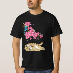 Katt under Cherry Blommar Cute Japansk kawaii Cat T Shirt