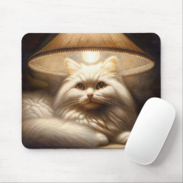 Katt under en lampshade-målning musmatta