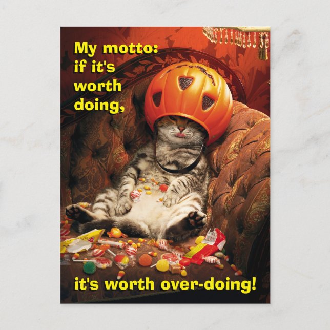 Katt under godis hink inbjudan vykort (Framsida)