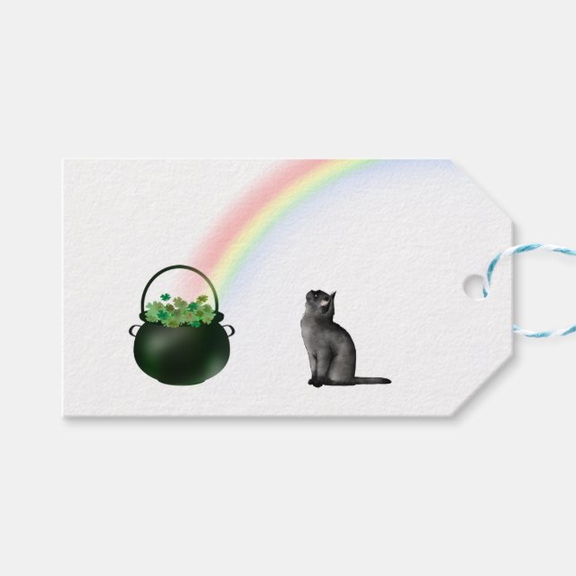 Katt under Märkrn för gåva från Rainbow St. Patric Presentetikett (Framsidan (Horisontell))