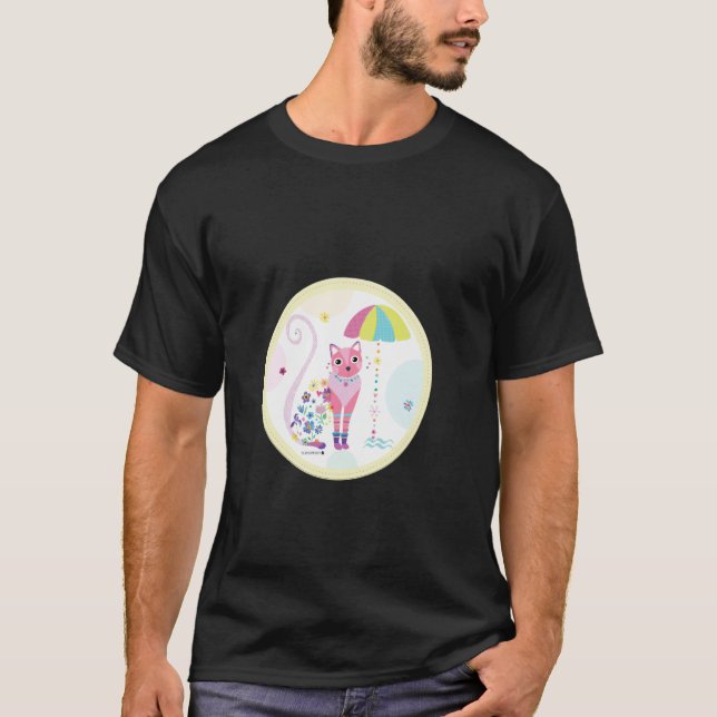 Katt under paraply t shirt (Framsida)
