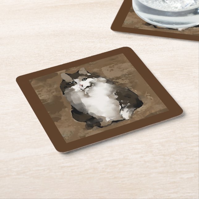 katt underlägg papper kvadrat (Vinklad)