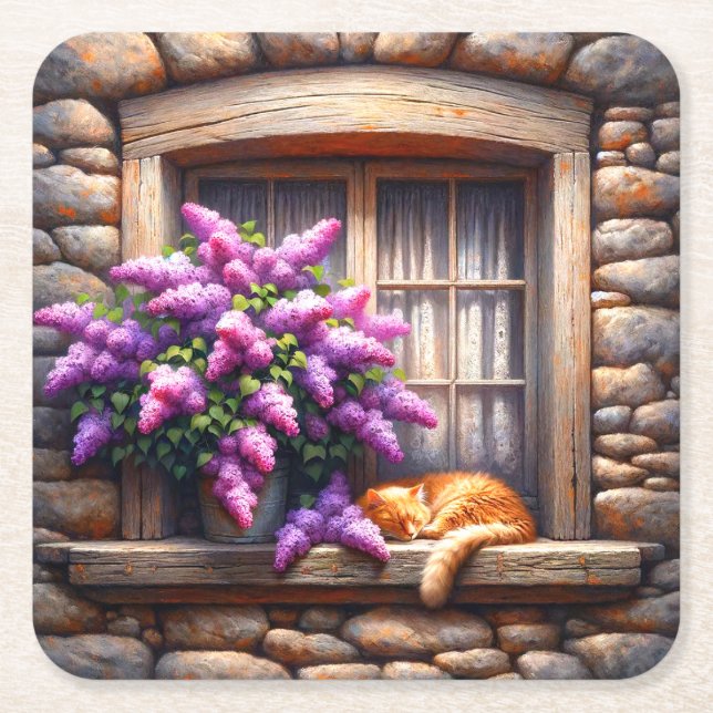 Katt Underlägg Papper Kvadrat (Framsidan)