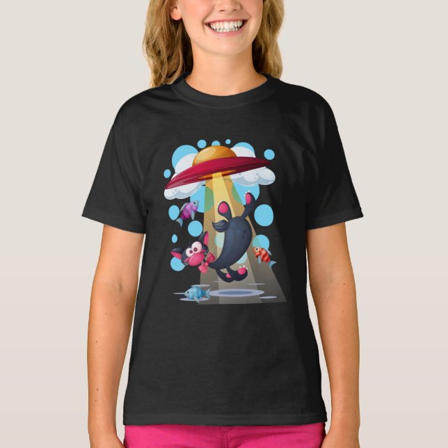 Katt undervattensskjorta UFO dam T Shirt (Framsida)