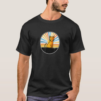 Katt Ungkatt Solnedgång Retro Djur Vilda Djur Dägg T Shirt