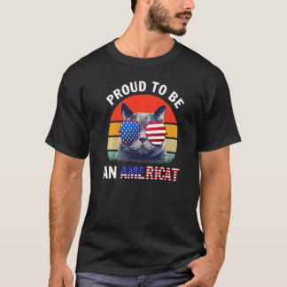 Katt US Flag Solglasögon Stolt över att vara en Am T Shirt