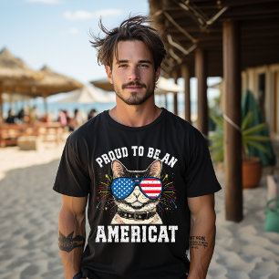 Katt US Flag Solglasögon Stolt över att vara en Am T Shirt