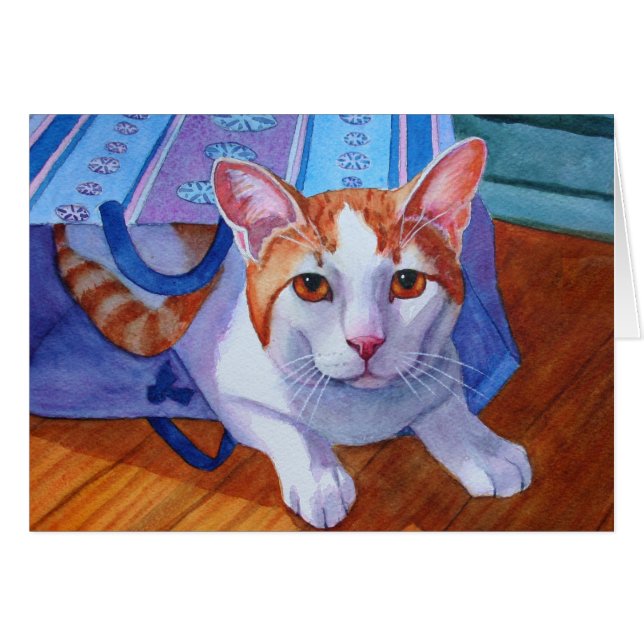 Katt ut ur flaggan hälsningskort (Framsidan Horizontal)