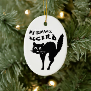 Katt utan tak julgransprydnad keramik