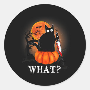 Katt Vad Halloween Skräckinjagande Svart Katt Dräk Runt Klistermärke
