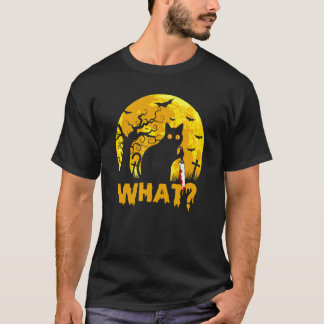 Katt Vad Halloween Svart Katt med Kniv - Rolig Wh T Shirt