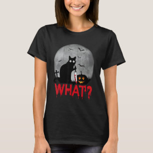 Katt Vad Mördande Svart Katt Med Kniv Halloween T Shirt