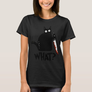 Katt Vad? Mördande Svart Katt Med Kniv Present Pre T Shirt