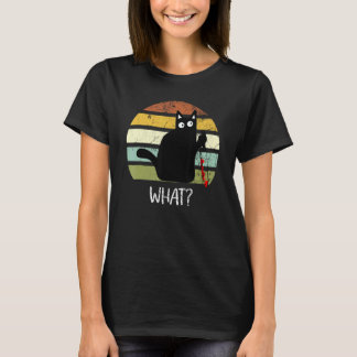 Katt Vad Rolig Halloween Svart Katt med Kniv T Shirt