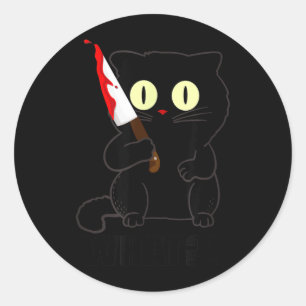 Katt Vad Rolig Skrämmande Svart Katt Halloween Med Runt Klistermärke