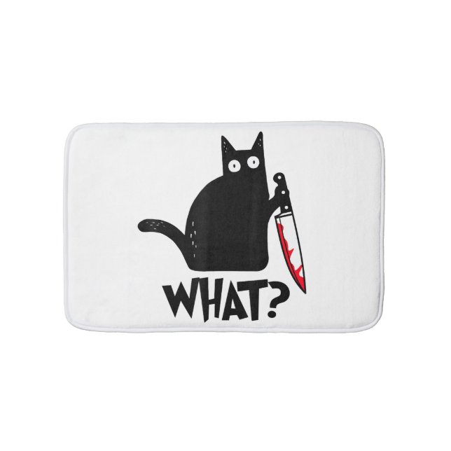 Katt Vad_ Rolig Svart Katt  Badrumsmatta (Framsidan)