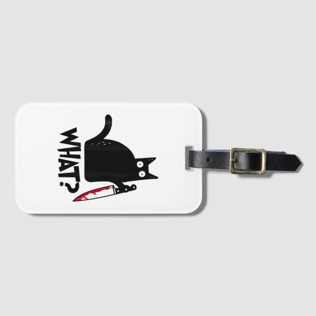 Katt Vad_ Rolig Svart Katt  Bagagebricka (Framsida horisontal)