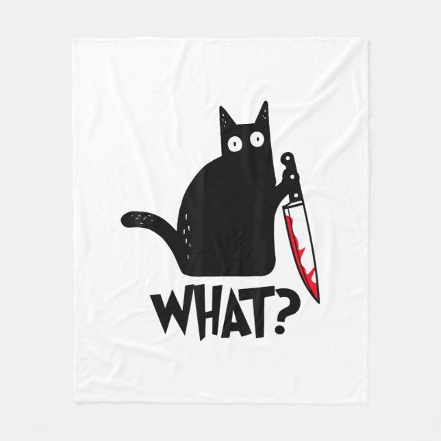 Katt Vad_ Rolig Svart Katt  Fleecefilt (Framsidan)