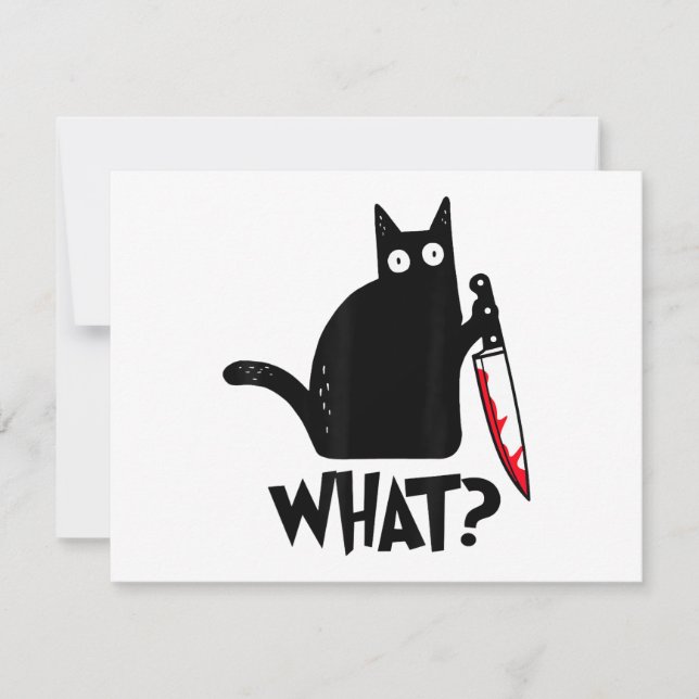 Katt Vad_ Rolig Svart Katt  Julkort (Framsida)