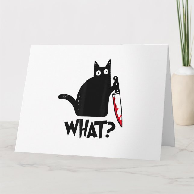 Katt Vad_ Rolig Svart Katt  Kort (Framsida)