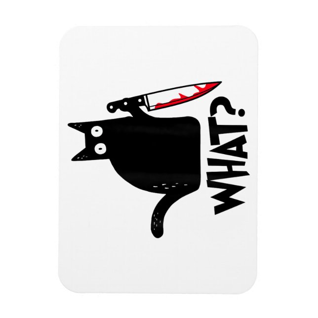 Katt Vad_ Rolig Svart Katt  Magnet (Vertikal)