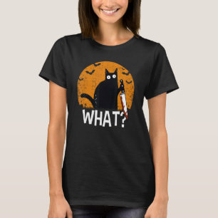 Katt Vad Rolig Svart Katt Mördande Katt Med Kniv T Shirt