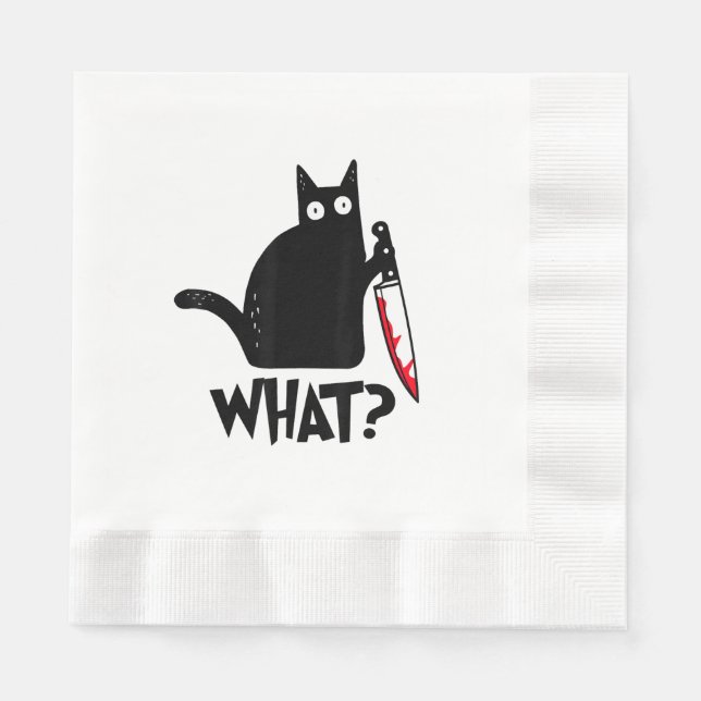 Katt Vad_ Rolig Svart Katt  Pappersservett (Framsidan)