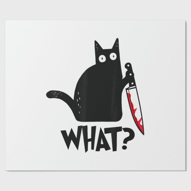 Katt Vad_ Rolig Svart Katt  Presentpapper (Platt)