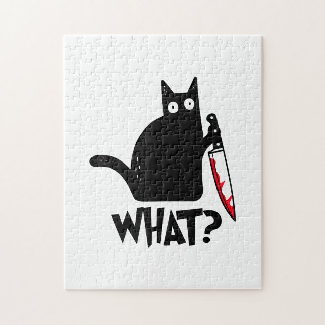 Katt Vad_ Rolig Svart Katt  Pussel (Vertikal)