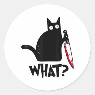 Katt Vad_ Rolig Svart Katt Runt Klistermärke