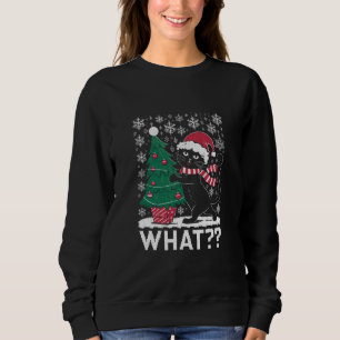 Katt Vad Rolig Svart Katt Trycker Julgran T Shirt