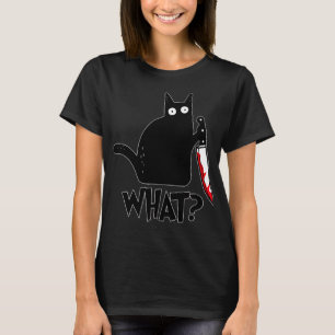 Katt vad roligt svart katt, mörkt katt med Knif T Shirt