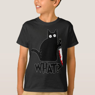 Katt vad roligt svart katt, mörkt katt med Knif T Shirt