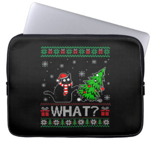 Katt Vad roligt svart katt som trycker på Julgran Laptop Fodral