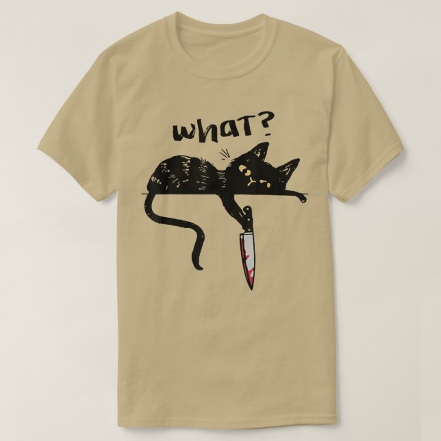 Katt vad sjört svart katt med Knivar Killer Hallow T Shirt (Design framsida)