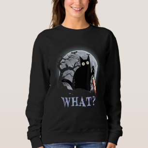 Katt Vad Svart Katt Med Kniv Halloween Kostym 1 T Shirt
